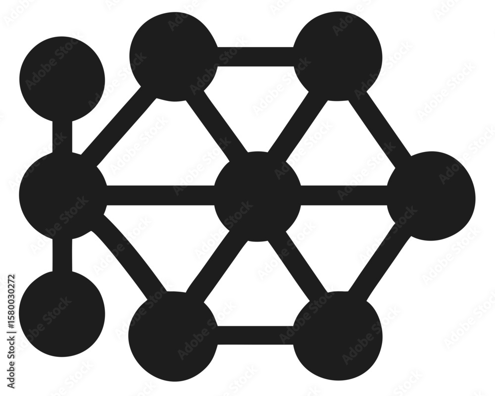 Poster abstract interconnected nodes silhouette design representing digital network connectivity
