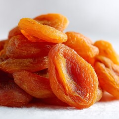 Dried Apricots Piled on White Background