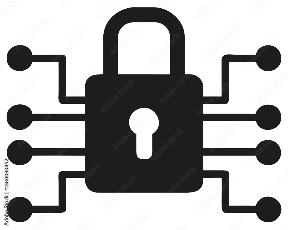 Aufkleber Secure digital data concept representation with simple padlock and circuitry elements