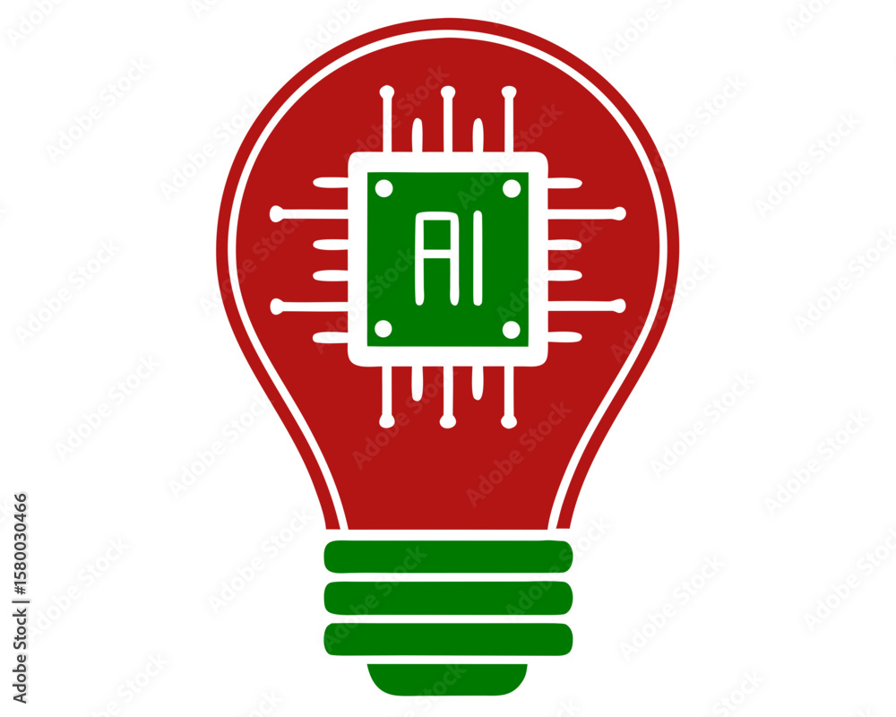 Poster artificial intelligence innovation light bulb and computer chip concept illustration