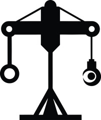 Silhouette of key old clock and key in keyhole isolated on white background simple icon design