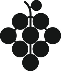 Black and white vector illustration of grape bunch resembling molecular spheres design