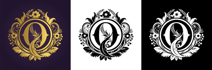 Letter O Luxury Floral Monogram Logo Template (3)
