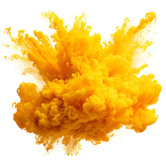 High-Quality Yellow Ink Explosion Isolated on White