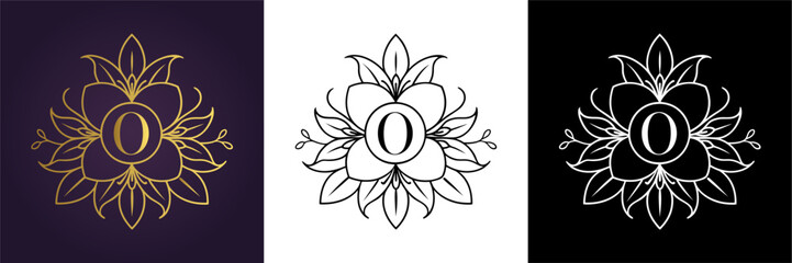 Fototapeta premium Letter O Luxury Floral Monogram Logo Template (17)