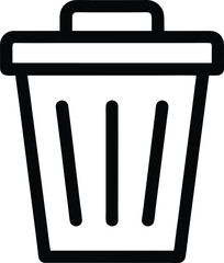 Black 3D vector trash bin icon symbol illustration