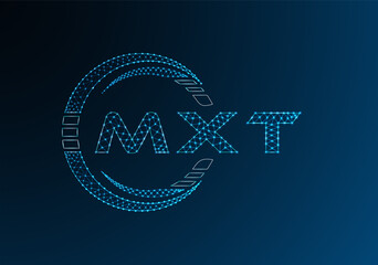 MXT low poly letter logo vector design. MXT lower poly logo design. Low poly logo.