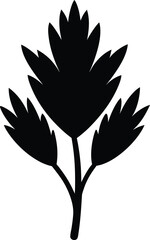 Black and white rose silhouette vector with floral plant leaf design element