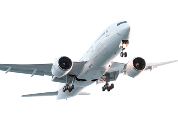 Airplane taking off, isolated on black background