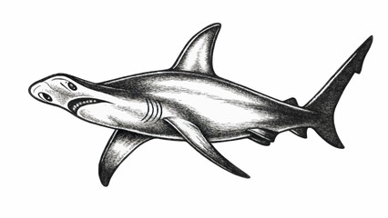 Hammerhead Shark Drawing – Vintage Hand Sketched Ocean Predator Illustration