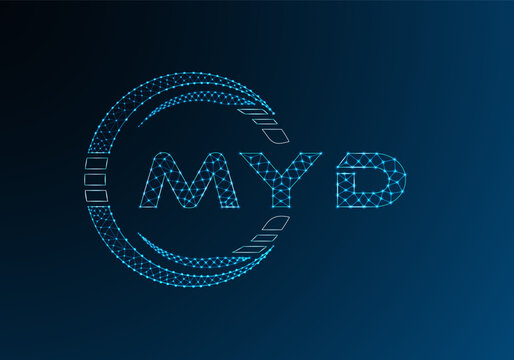 MYD low poly letter logo vector design. MYD lower poly logo design. Low poly logo.