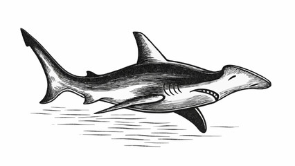 Swimming Hammerhead Shark Sketch – Hand Drawn Ocean Wildlife Art