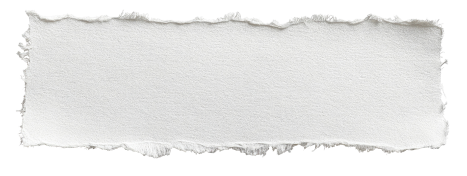 Torn Edge White Paper Strip Texture on Transparent Background