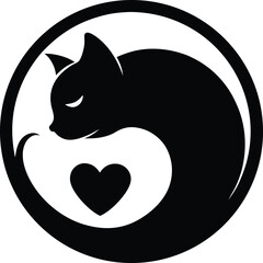 Yin Yang Cat Symbol Black Cat in Harmony, Love, and Balance