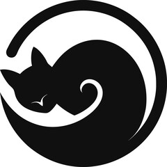 Serene Black Cat Silhouette Elegant Minimalist Animal Design