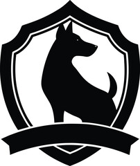 Loyal Canine Silhouette within a Protective Shield Emblem Design