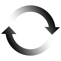 回転矢印 2つ　ループ リロード サークル 黒 グラデーション 単体