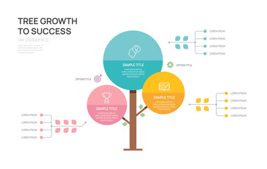 Tree of Success business infographic growth strategy steps, timeline template.