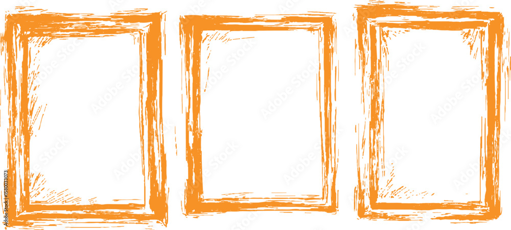 Aufkleber vector orange square grunge frame on a transparent background. frame is drawn with brush strokes on 