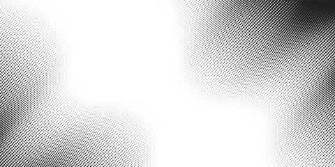 Dotted wave line background. Black halftone undulate pattern. Abstract particle flow wave wallpaper. Curved dashed gradient net design element for poser, banner,  modern background