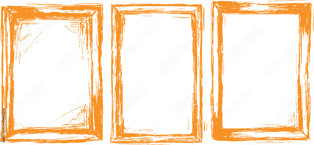 Aufkleber vector orange square grunge frame on a transparent background. frame is drawn with brush strokes on 