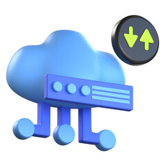 3D Cloud Storage Icon for Data and File Backup Colorful Design