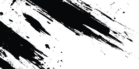 Black and white paintbrush strokes white transparent background. scratches for wallpaper, paint splatter template, dirt banner, watercolor design.