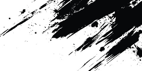 Black and white paintbrush strokes white transparent background. scratches for wallpaper, paint splatter template, dirt banner, watercolor design.