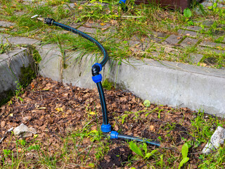 Garden water pipe connection outdoors