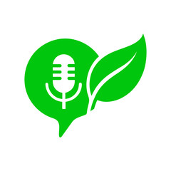 Leaf forming a speech bubble representing eco friendly communication concept