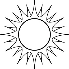 Spiky Sunburst Vector Line Art Icon  on Transparent Background