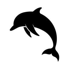 Fototapeta premium Silhouette of dolphin jumping from ocean symbolizing freedom and marine life