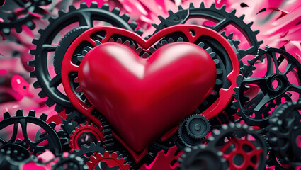 vibrant red heart with gentle rounded ai genrative