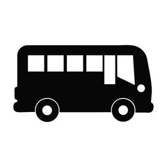 Bus silhouette in profile view representing urban transit and road travel themes