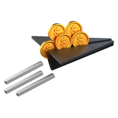 3D Money Transfer Icon Black and Gold Design