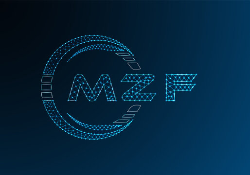 MZF low poly letter logo vector design. MZF lower poly logo design. Low poly logo.