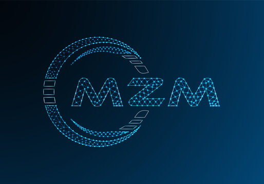 MZM low poly letter logo vector design. MZM lower poly logo design. Low poly logo.