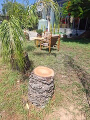 table and chairs in a garden