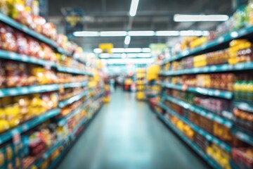 Blurred supermarket aisle filled with snacks and drinks (1)