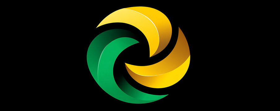 Abstract Rotating Green and Yellow Circle Symbol Design