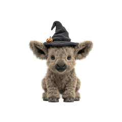 Adorable Halloween Baby Alpaca in Witch Hat