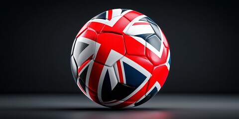 A modern football with Union Jack design isolated on a dark background