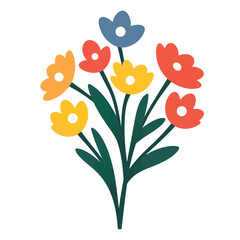 Colorful geometric flower bouquet illustration, minimalistic design