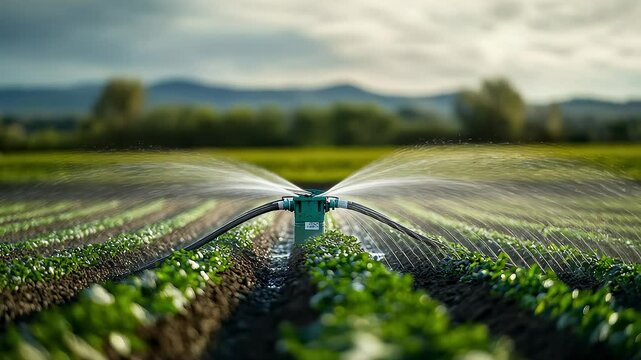 Farmland Irrigation Nourishes Crop Growth