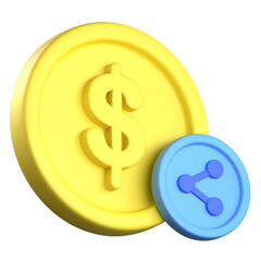 3D Share Money Icon Colorful Design