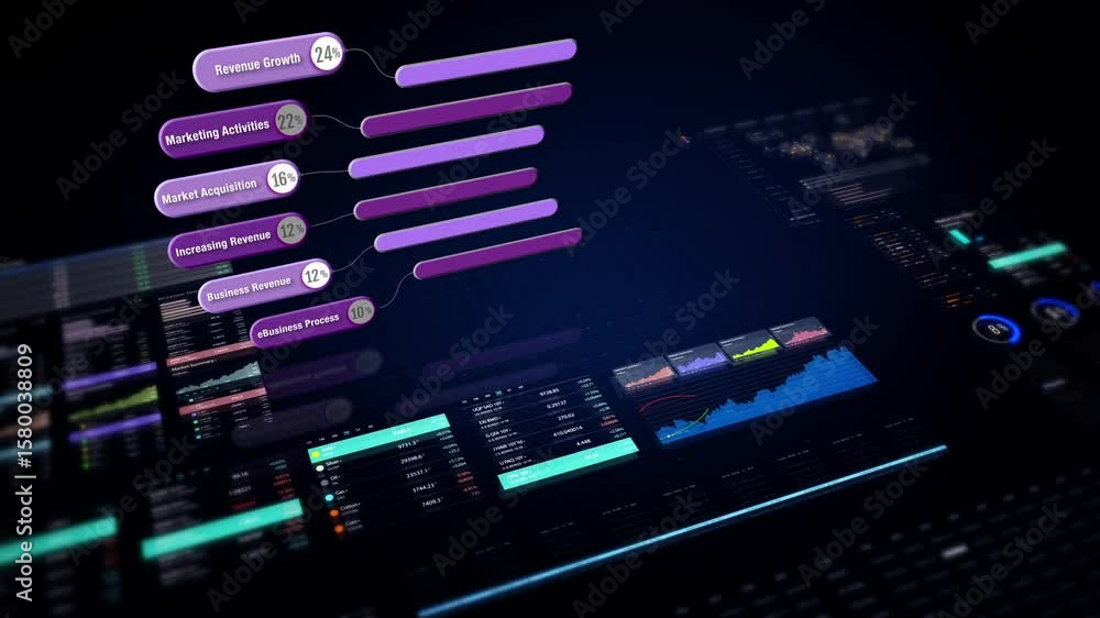 Poster dynamic data visuals for business info graphics, animated 3d charts, and data-driven insights for a 