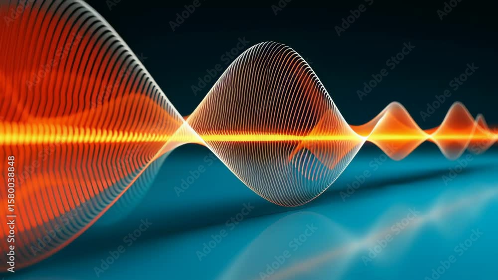 Poster abstract sound wave illustration featuring vibrant orange and blue colors, showcasing dynamic wavefo