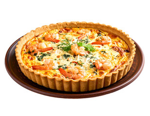 Freshly Prepared Seafood Quiche with Organic Garnish