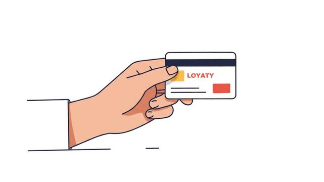 Hand holding loyalty card animation for business promotion and rewards