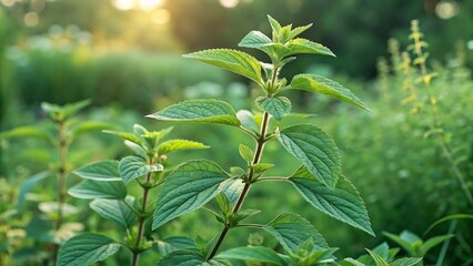 Obraz premium Parietaria officinalis plant flourishes in a serene garden, showcasing the beauty of nature